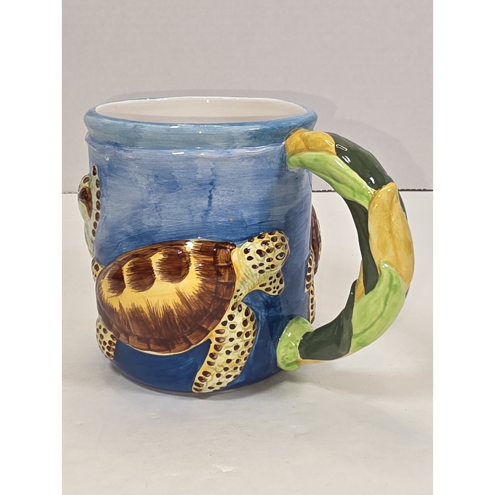 Vintage Wyland Studios 3D Figural Sea Turtle Ocean Nautical Mug